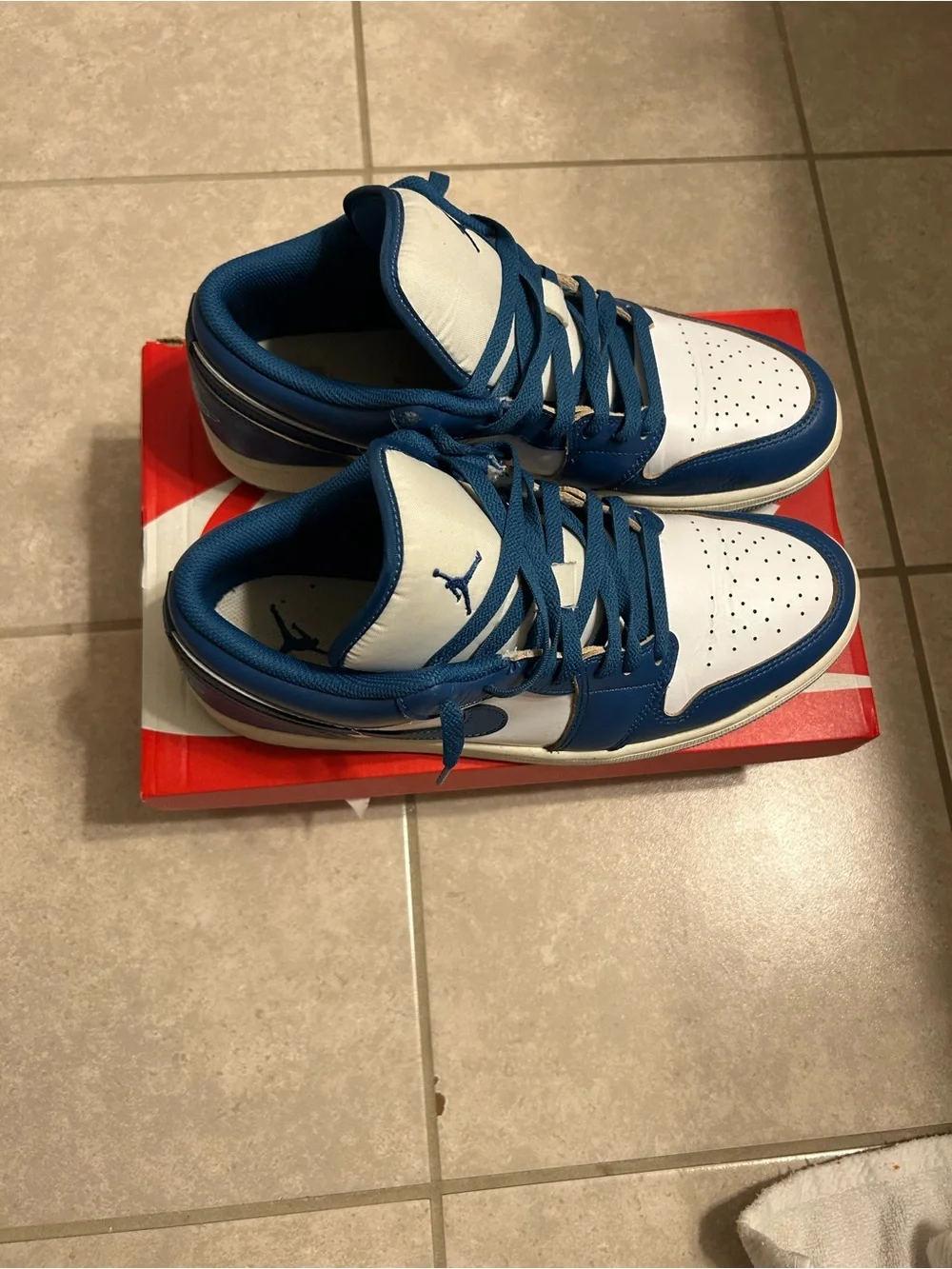 Jordan Kids' White and Blue Low-Top Sneakers